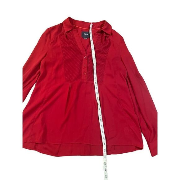 ANTHROPOLOGIE MAEVE Red Chevron Inlay Popover Top Blouse Sz. 4 - Picture 9 of 11